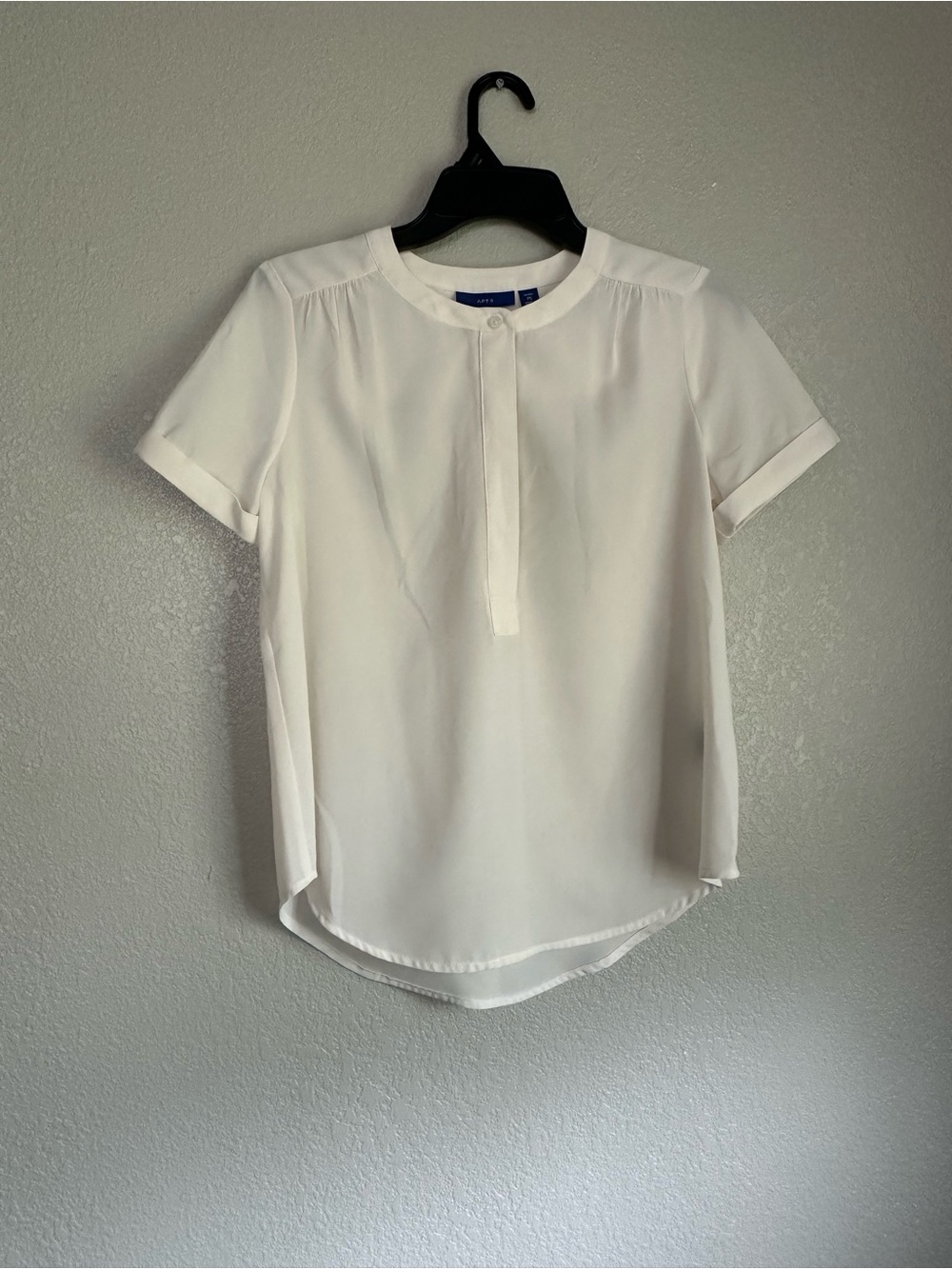 Apt. 9 White Short Sleeve Lightweight Blouse Top